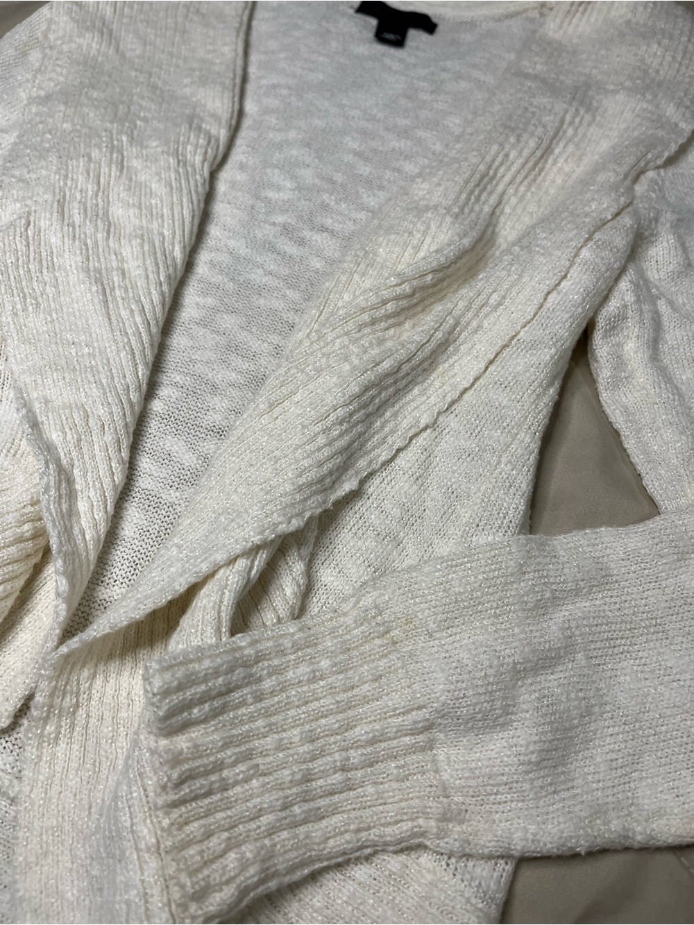 Kenneth Cole Cream Open-Front Ribbed Cardigan